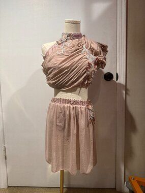 Glamour costume 5730 rose pink 2 piece dance solo costume NEW